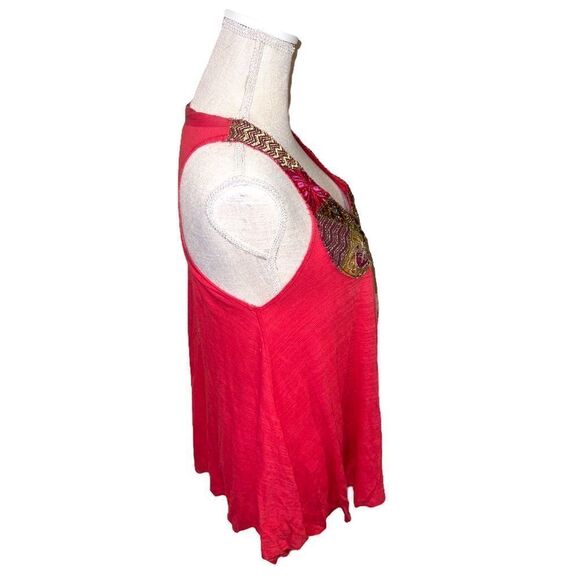 Free People Embroidered & Embellished Magenta Pink Swing Tunic Tank - Picture 4 of 13